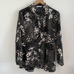 Isaac Mizrahi Floral Button Front Collar Blouse Top Shirt Dark Floral Modest 10 Photo 0