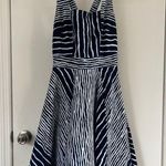 New York & Co. Navy Blue & White Patterned Dress | Eva Mendes for NY&Co Photo 0