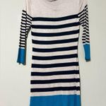 Moral Fiber  junior size large pullover dress tan blue striped 3/4 sleeves nwt Photo 10