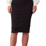 ANINE BING Anine Bing Riley Ribbed Knit Black Midi Pencil Skirt Back Slit Medium $199 Photo 0