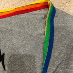 Aviator Nation  Heather Grey Rainbow 5 Stripe Cropped Crewneck Photo 3