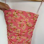 Moschino Floral Daisy Print Strapless Dress Sz 8 Pink Ruched Bodycon Photo 2