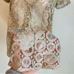 Anthropologie Akemi & Kim Metallic Lace Blouse Size Small Short Sleeve Photo 4