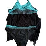 Swimsuit Tankini Black & Blue 3XL Halter Swimdress with Swim Bottoms Plus‎ Size Size undefined Photo 0