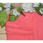 Halston Heritage Chiffon Peach Maxi Dress Womens 2 Silk Strapless Evening Prom Photo 2