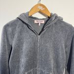 Juicy Couture  Velour Bling Track Full Zip Jacket Women M Gray Scottie Dog Y2K Photo 2