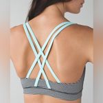 Lululemon 2015 Energy Bra Gingham White Black/Tranquil Blue Sz 8 Extremely Rare Photo 1