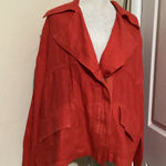 ZARA  BASIC Women Orange Linen Blend Collared Zip Front Jacket Size S Photo 0