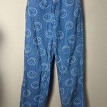 H&M x SMILEY Wide Leg Denim Jeans with Smiley Faces Size 2 Blue Photo 1