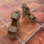 Tory Burch  Leather Ankle Strap Wedge Sandals Size US 10.5 Photo 0