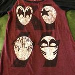 KISS Band Tee Womens Size Medium Dark Gray Baseball Style Distressed 2014 Photo 1