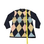 Vintage Women’s Koret‎ Argyle Sweater Floral Navy Pink Medium Blue Photo 3