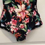 Carmen Marc Valvo  Garden Party Black Floral Halter Swimsuit Size 10 EUC #1823 Photo 3