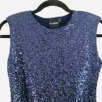 ASOS Petite Dress Sequin Back Cut Out Navy Blue 6P Photo 6