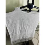 Lilly Pulitzer  Florenna wrap poncho sweater, silver  fringe, size one size Photo 2