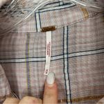 Free People  Break My Stride Buttondown Shirt in Sugar Red Combo Size Medium Photo 8