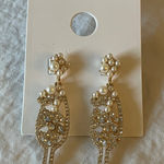 Gap : Pearl/ Gold Tone Champagne Glass Earrings- New Years Photo 0
