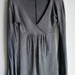 Michael Stars 🩶✨ Gray The Original Tee V-neck Babydoll Long Sleeve Top Photo 0