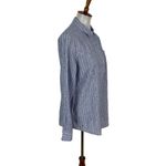 Per Se  Blue Linen Blend Long Sleeve Top Medium Lightweight Popover Photo 2