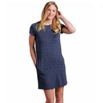 TOAD & CO Women's Large Windmere II Short Sleeve Dress Navy Butterfly Blue Photo 1