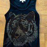 Yvette Mandell | LSF | Rare Black Rhinestone Embellished Tiger Ribbed Tank Top Photo 2