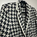 Akris  Black White Houndstooth Linen Faux Leather Trim Blazer Jacket Size 6 Photo 2