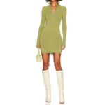 Song of Style Olive Green Knit Mini Dress Long Sleeve Full Zip Up Sz S Photo 1
