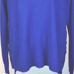 LORD & TAYLOR royal blue crew neck sweater with button detail in size XL. EUC Photo 2