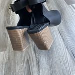 Cupid‎ BLack Open Toe Block Heel Slingback High Heels Women's Size 9 Photo 2