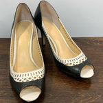 Ivanka Trump Candice Black and White Peep Toe 3.5" Pump Size 8 Photo 0