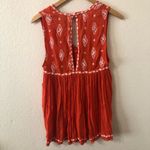 Free People  Diamond Embroidered Red Boho V Neck Top - Size XS Photo 4