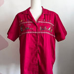 Bobbie Brooks Red Teacher Embroidered Shirt, Whimsical Retro‎ Vintage 14W/18W Size 2X Photo 0
