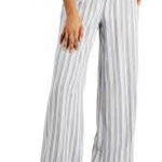 REWASH  White and Gray Striped Wide-Leg Pants Photo 0