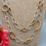 Talbots  Chunky Chain Double Strand Two Tone Statement Necklace Smooth Twisted Photo 2