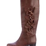 Valentino Garavani brown leather floral appliqué knee-high boots size IT 38 US 8 Photo 0