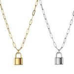 Lock Paper Clip Link Chain Necklace Photo 7