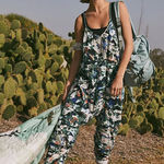 Free People  FP Movement Hot Shot Onesie Printed Evergreen Harem Jumpsuit XS Photo 0