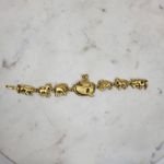Vintage AJC Noahs Ark Bracelet 7" Gold Tone Animals Linked Metal Jewelry Photo 4