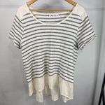 Cato Women's Gray & Ivory Striped Short Sleeve High Low Top Size XL Photo 1