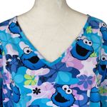 Sesame Street women's L blue and lavender short sleeve cookie monster scrub top Photo 4