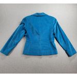 Petite Sophisticate Womens Blazer 2 Blue Velour Jacket Cropped Stretch Pockets Photo 2