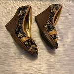Shiekh  Tan & Black Floral Open Toed Wedge Photo 3