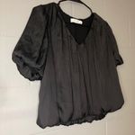 ASTR The Label Black Bubble Sleeve V-Neck Short Sleeve Blouse Women’s Size Large Photo 3