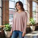 Lululemon  Modal Relaxed Fit Long Sleeve Shirt Misty Shell Size 12 NWT Photo 1