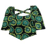 Free People  Retro Hippie Green Square Neck Puff Sleeve Bandana Original! Small Photo 0