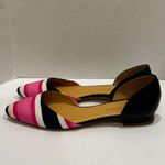 Talbots  Women's Pointed Toe Flats Pink Navy White Stripe D'Orsay Shoes Size 7M Photo 2