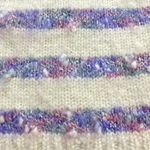 Handmade  Sweater Chunky Striped Women Cream Purple Cozy Fairycore Autumn Unique Photo 7