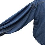 Soft Surroundings Denim Snap Front Shirt Size M Long Drop Shoulder Bubble Sleeve Photo 4