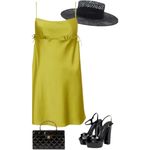 Rumored Meadow Mini Dress LARGE Square Neck Green Satin Empire Cocktail NEW Photo 1