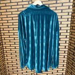 Daytrip ‎ Teal Velvet Button Down Tunic Top Size XL Photo 1